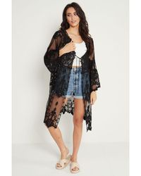 Gini London - Embroidered Crochet Kimono Cover Up - Lyst