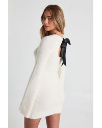 Boohoo - Bow Back Detail Super Soft Knitted Mini Dress - Lyst