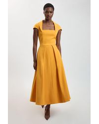 Karen Millen - Square Neck Tailored Full Skirted Maxi Dress - Lyst