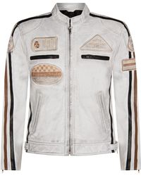 Infinity Leather - Zipped Racing Biker Moto Jacket - Lyst