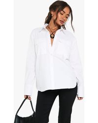 Boohoo - Cotton Oversized Pocket Detail Shirt - Lyst