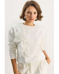 Bianco Lucci - Accessory Detailed Long Sleeve Crew Neck Sweatshirt - Lyst