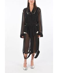 Maison Margiela - Mm0 Uitgesneden Zijden Jurk Met Riem In Zwart - Lyst
