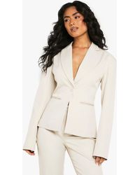 Boohoo - Shoulder Pad Cinched Waist Tailored Blazer - Lyst