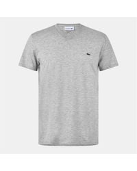 Lacoste - V-Neck Logo Print Regular Fit T-Shirt - Lyst