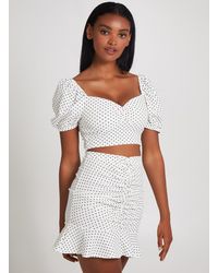 Pink Vanilla - Polka Dot Puff Sleeve Top - Lyst
