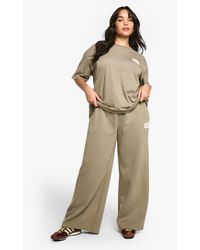 Boohoo - Plus Dsgn Studio Sport Puff Print Straight Leg Jogger - Lyst