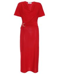 Quiz - Red Cowl Neck Buckle Midi Dress - Lyst