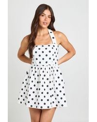 Boohoo - Polka Dot Square Neck Mini Dress - Lyst
