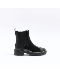River Island - Chelsea Boots Black Wide Fit Quilted Pu - Lyst