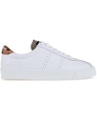 Superga - Ladies 2843 Sport Club S Deer Print Cowhide Leather Trainers /Marshmallow) - Lyst