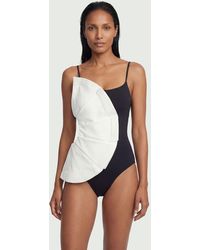Karen Millen - Drama Ruffle Strappy High Leg Swimsuit - Lyst