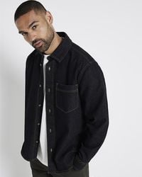 River Island - Shirt Regular Fit Long Sleeve Denim Material_Cotton - Lyst