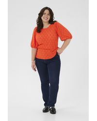 Kaffe - Blouse Met Korte Mouwen Regular Fit Grenadine - Lyst