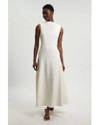 Karen Millen - Compact Stretch Tailored Colour Block Full Skirted Midi Dress - Lyst
