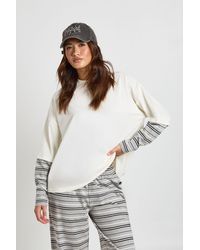 Boohoo - Stripe Sleeve Double Layer Oversized T-Shirt - Lyst