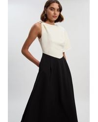 Karen Millen - Soft Tailored Trim Detail Full Skirt Midi Dress - Lyst