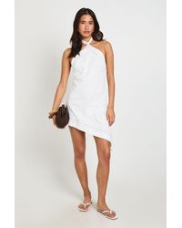 Boohoo - Halterneck Embroidered Detail Mini Dress - Lyst
