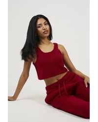 Brave Soul - Borg Cropped Vest & Jogger Lounge Set - Lyst