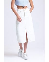 Hiccup - Denim High Waist Midi Skirt With A Front Slit - Lyst