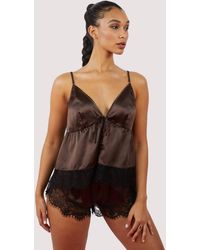 Wolf & Whistle - Alaia Caged Cami Pyjama Top & Shorts Satin - Lyst
