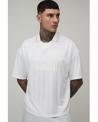 BoohooMAN - Tall Oversized Boxy Varsity Stripe Mesh V Neck Sport T-Shirt - Lyst