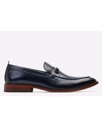 Base London - Coda Washed Navy Loafers Leather - Lyst