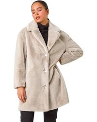 Roman - Petite Longline Pocket Fur Coat - Lyst