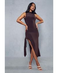 MissPap - Double Layer Slinky Backless Cut Out Midi Dress - Lyst