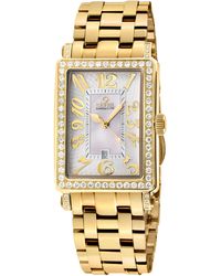 Gevril - Ave Of Americas Mini Swiss Quartz Ipyg Stainless Steel Diamond Case, Mop Dial Watch - Lyst