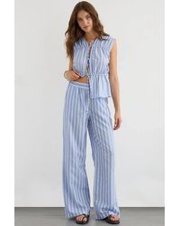 Hiccup - Wide Leg Striped Pants With Elastic Waist - Lyst
