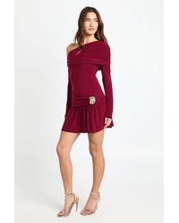 Boohoo - Trim Detail Asymmetric Long Sleeve Mini Dress - Lyst
