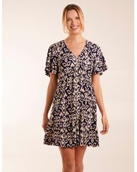 Blue Vanilla - Button Through Elastic Waist Mini Dress - Lyst