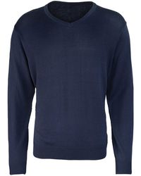 PREMIER - Knitted Cotton Acrylic V Neck Sweatshirt - Lyst