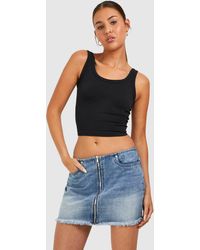 Boohoo - Vintage Wash Zip Front Micro Mini Skirt - Lyst