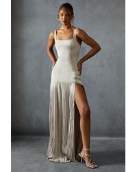 MissPap - Premium Satin Square Pleated Skirt Bridesmaid Dress - Lyst