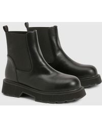 Boohoo - Wide Fit Chunky Low Block Heel Chelsea Boots - Lyst