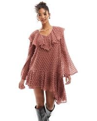 ASOS - V Neck Asymmetric Hem Dobby Dress Mini - Lyst