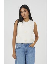 Brave Soul - Knitted Crew Neck Tank With Crochet Shells - Lyst