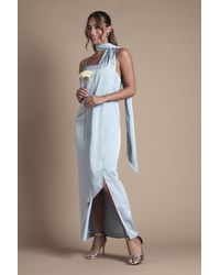 Oasis - Strappy Satin Maxi Bridesmaid Dress With Scarf - Lyst
