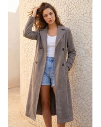 Roman - Petite Faux Suede Trench Coat - Lyst
