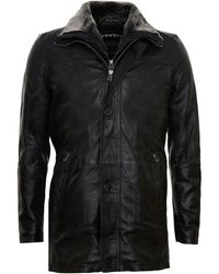Infinity Leather - Removable Collar Mid Length Warm Jacket - Lyst