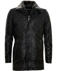 Infinity Leather - Removable Collar Mid Length Warm Jacket - Lyst