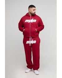 BoohooMAN - Plus Oversized Boxy Zip Through M-Star Print Hoodie & Baggy Fit Jogger Tracksuit - Lyst