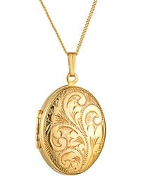 The Jewellery Stockroom - 30Mm Rolled Floral Engraved Oval Locket Necklace Plated - Lyst