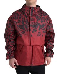 Dolce & Gabbana - Red Leopard Hooded Rain Coat Jacket - Lyst