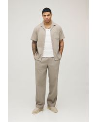 BoohooMAN - Regular Fit Deep Revere Irregular Pleat Shirt And Trouser Set - Lyst