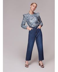 Whistles - Animal Metallic Blouse - Lyst