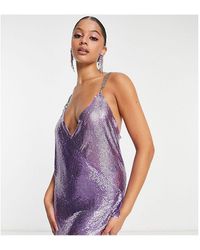 SIMMI - Tall Embellished Chainmail Strappy Wrap Over Mini Dress - Lyst