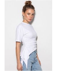 Bianco Lucci - Fitted Jersey Blouse With Drape Detail - Lyst
